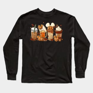 Fall Iced Coffee Funny Spooky Season Halloween Pumpkin Spice Long Sleeve T-Shirt